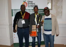 Salthiel Ramatlakana (Rentshitswe Projects) and Dennis Mogashane and Isaac Moilwa of the Batlhako Femo community, Brits.